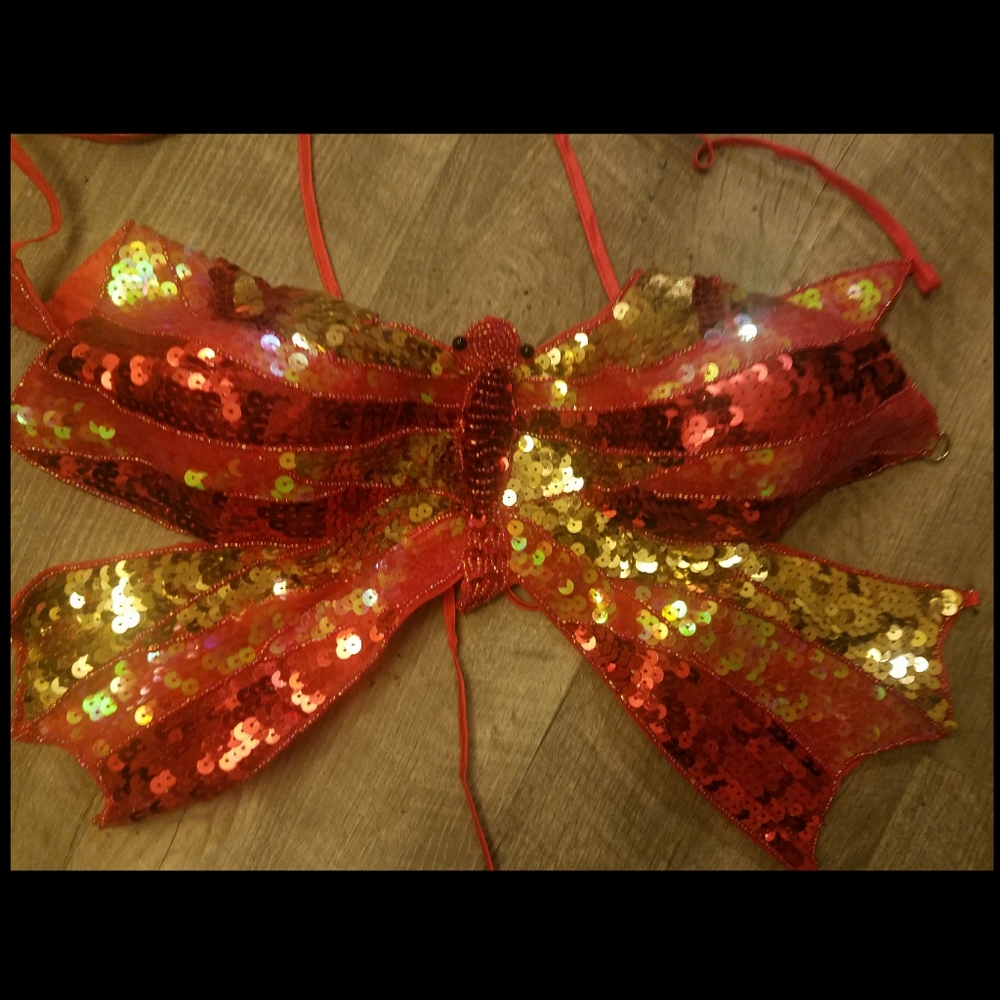 Stappy Butterfly Red & Gold Sequin Corset -N w/o t